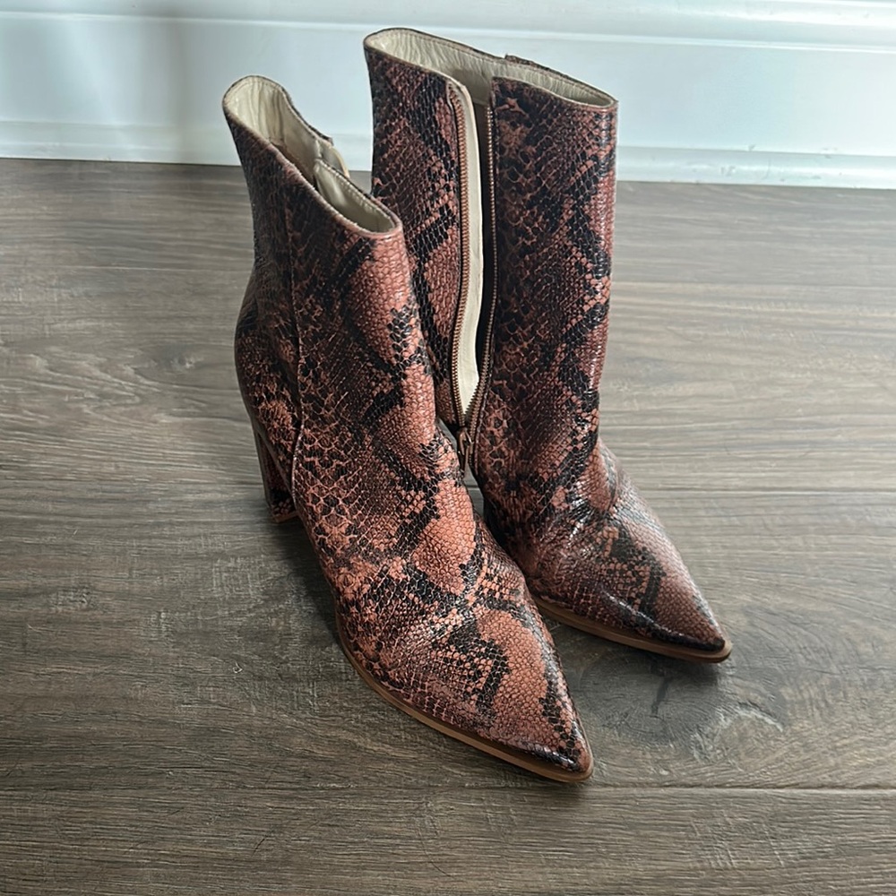ABLE Snakeskin Patterned Ankle Boots